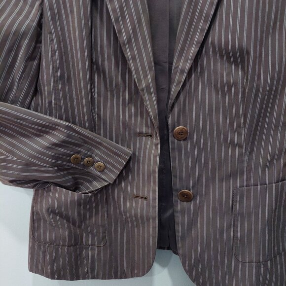 Talbots Brown Pinstripe Stretch Italian Fabric Pants Suits, Size 4 - Picture 3 of 14